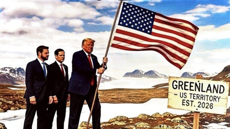 Trump megosztott egy képet, amelyen kitűzi az amerikai zászlót Grönlandon